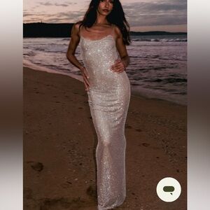 Meshki Glittering Silver Maxi Dress